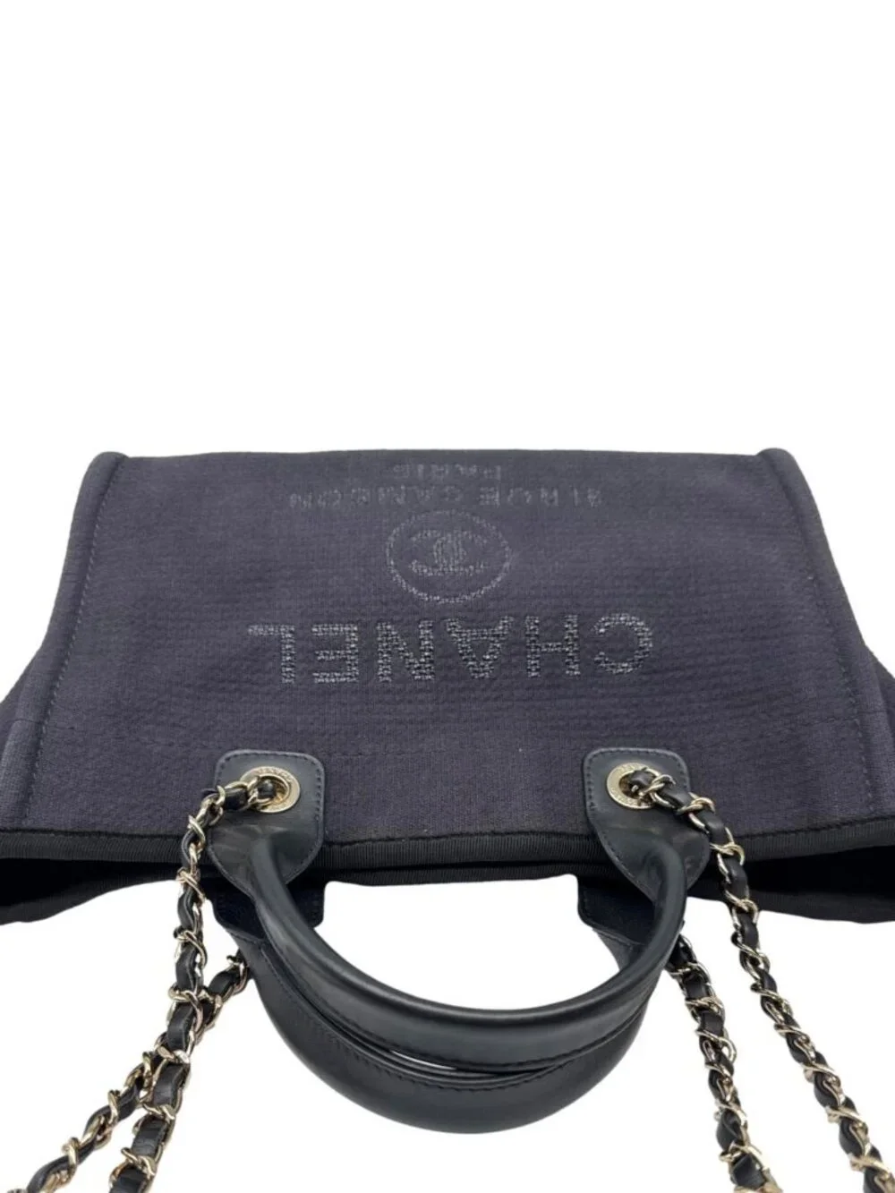 Chanel  Deauville Small Mixed Fibers Tote Bag Navy Blue